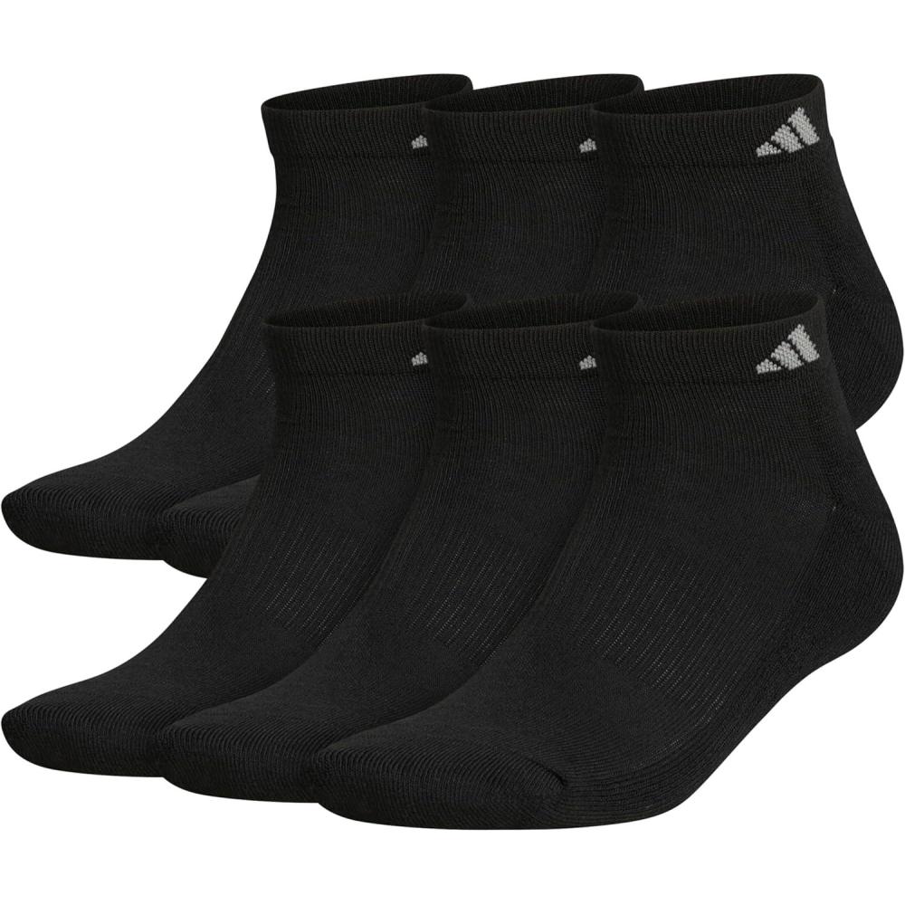 imageadidas Mens Athletic Cushioned Low Cut Ankle Socks 6Pair PackBlackAluminum 2