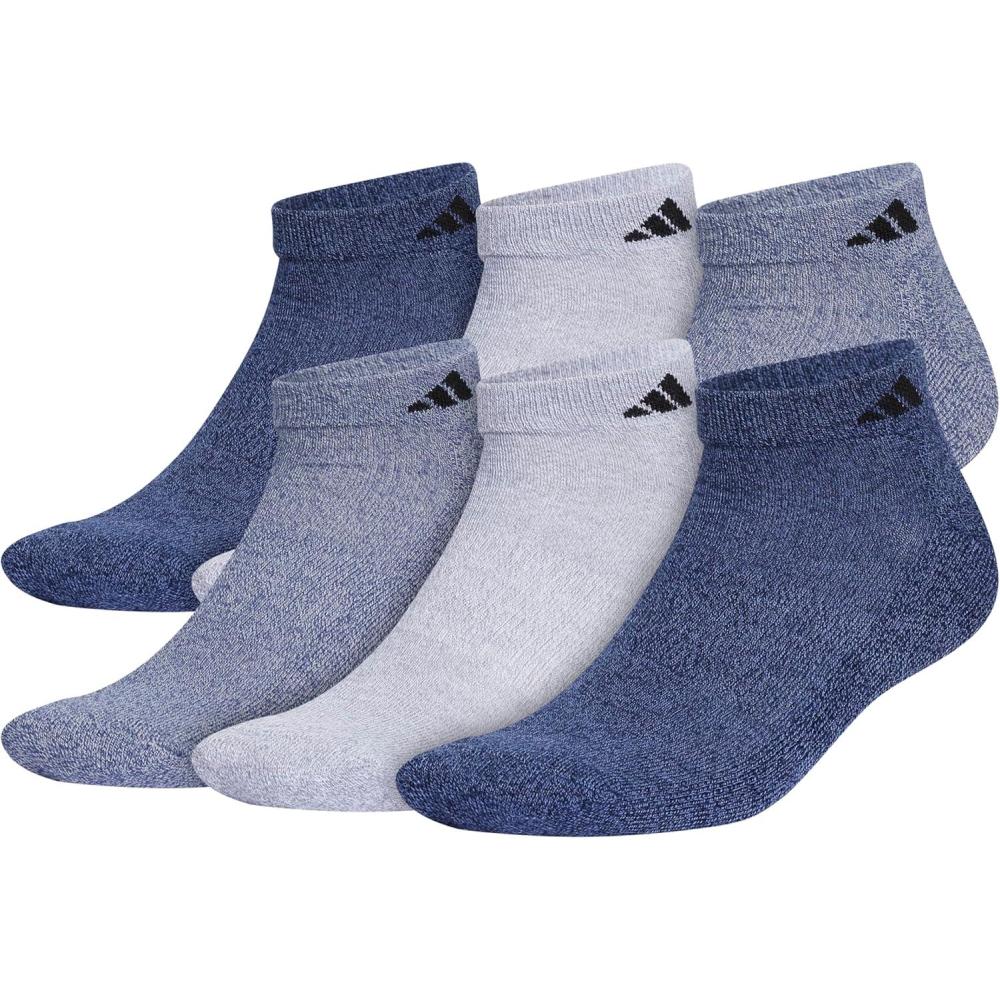 imageadidas Mens Athletic Cushioned Low Cut Ankle Socks 6Pair PackTech Indigo BlueGreyCollegiate Navy