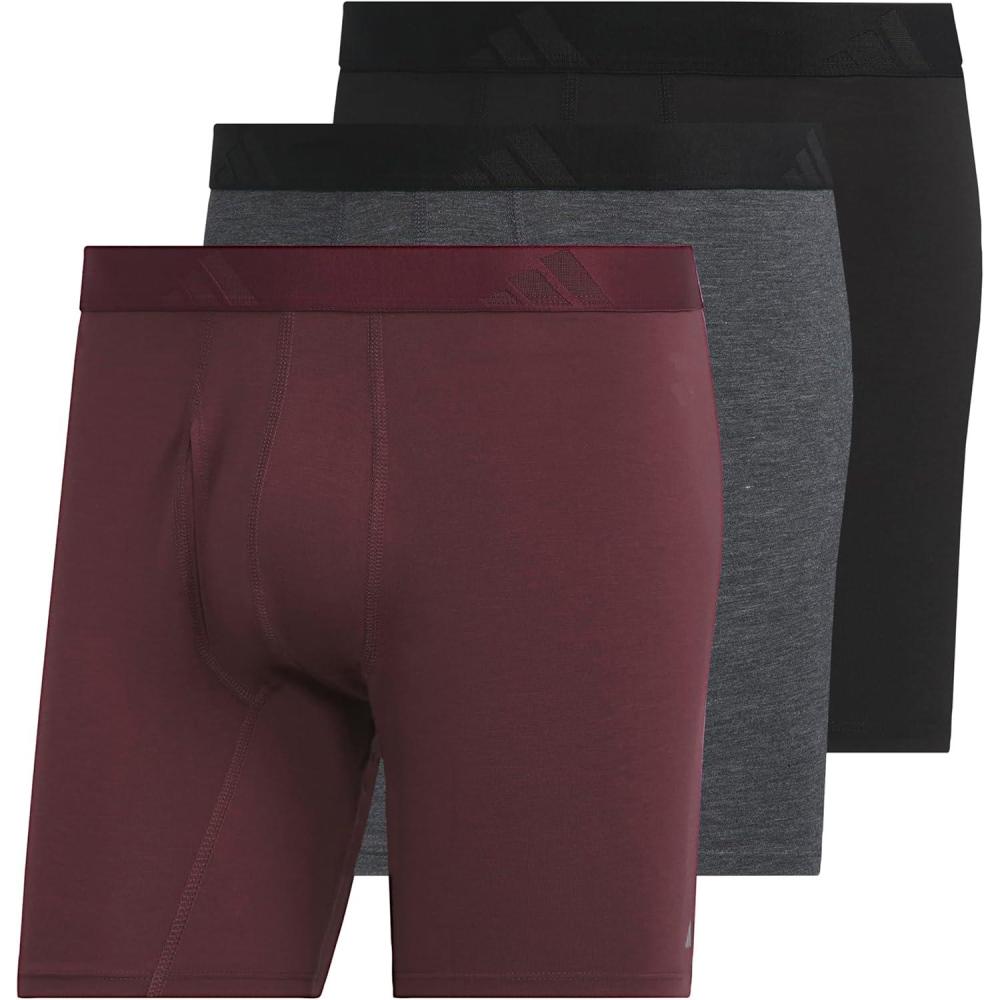 imageadidas Mens Boxer Brief Underwear 3Pack Luxe Comfort Ultra Soft Rayon BlendAurora Ruby RedHeather BlackBlack
