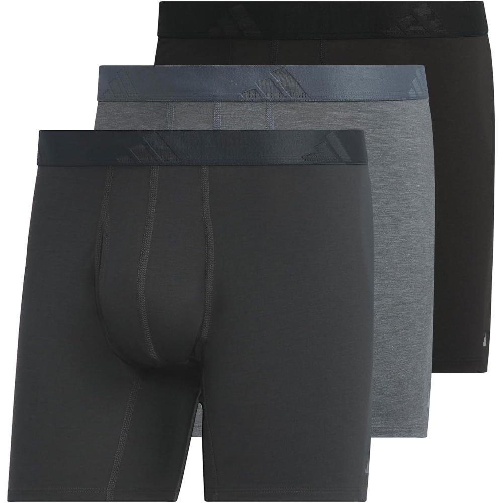 imageadidas Mens Boxer Brief Underwear 3Pack Luxe Comfort Ultra Soft Rayon BlendCarbon GreyHeather Dark GreyBlack