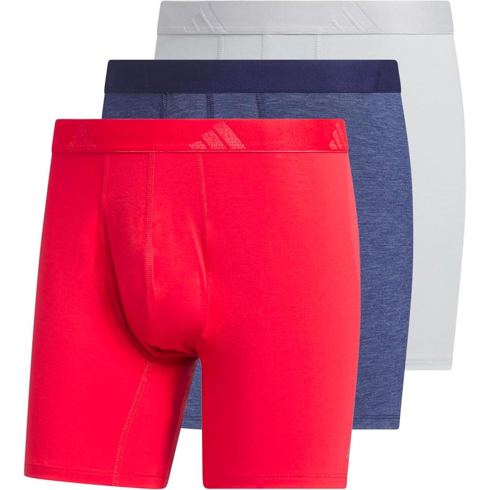imageadidas Mens Boxer Brief Underwear 3Pack Luxe Comfort Ultra Soft Rayon BlendPure Ruby RedDark BlueClear Onix Grey