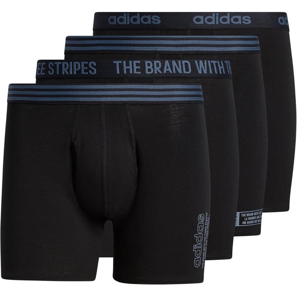 imageadidas Mens Core Stretch Cotton Boxer Brief Underwear 4PackBlackOnix Grey