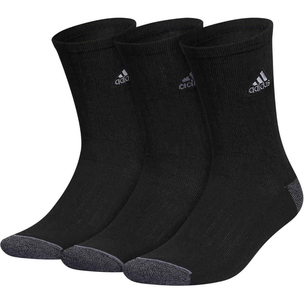 imageadidas Mens Crew Socks 3Pack with Logo or StripedBlackOnix GreyClassic