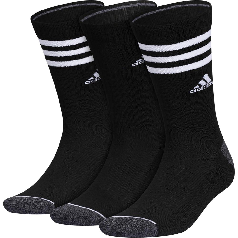 imageadidas Mens Crew Socks 3Pack with Logo or StripedBlackOnix GreyWhite3s 30
