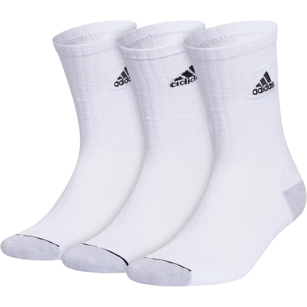 imageadidas Mens Crew Socks 3Pack with Logo or StripedWhiteClear Onix GreyBlackClassic