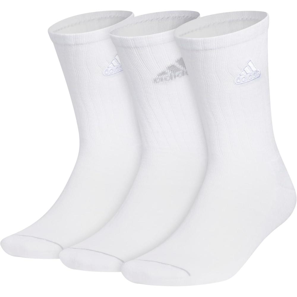 imageadidas Mens Crew Socks 3Pack with Logo or StripedWhiteClear Onix GreyClassic
