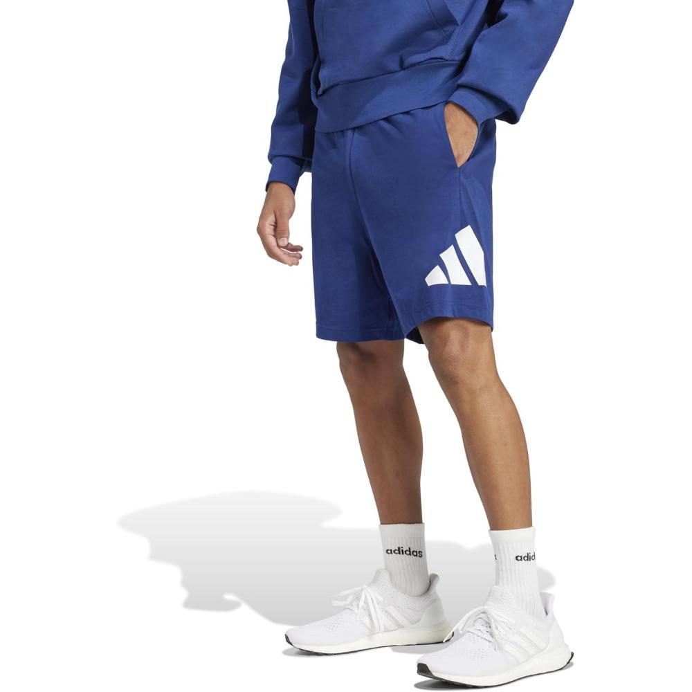 imageadidas Mens Essentials Big Logo Single Jersey 7Inch ShortsDark BlueWhite