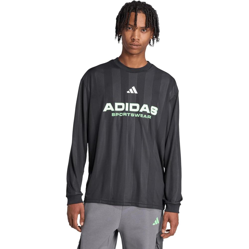 imageadidas Mens House of Tiro Long Sleeve Jacquard Jersey Black Medium