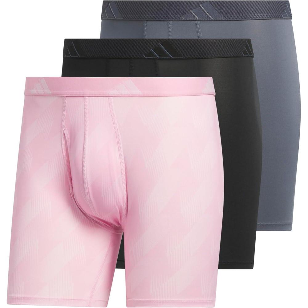 imageadidas Mens Microfiber Boxer Briefs Underwear Multipack Athletic StretchFitAdi Summit Clear Pinktrue PinkBlackOnix Grey