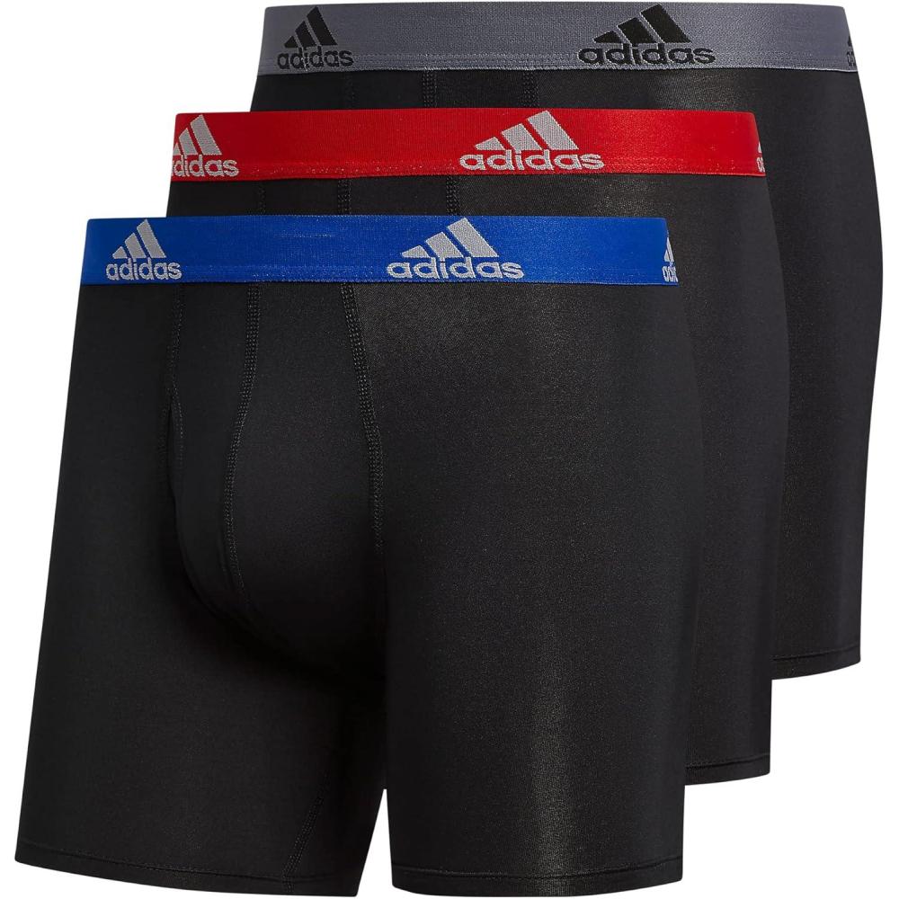 imageadidas Mens Microfiber Boxer Briefs Underwear Multipack Athletic StretchFitBlackCollegiate Royal BlueScarlet Red