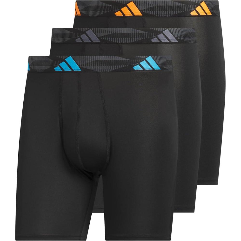 imageadidas Mens Microfiber Boxer Briefs Underwear Multipack Athletic StretchFitBlackLucid AquamarinePure Orange