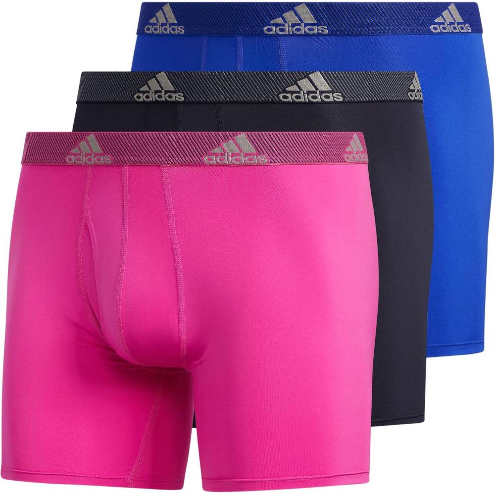 imageadidas Mens Microfiber Boxer Briefs Underwear Multipack Athletic StretchFitLucid Fuchsia PinkLegend Ink BlueLucid Blueperformance