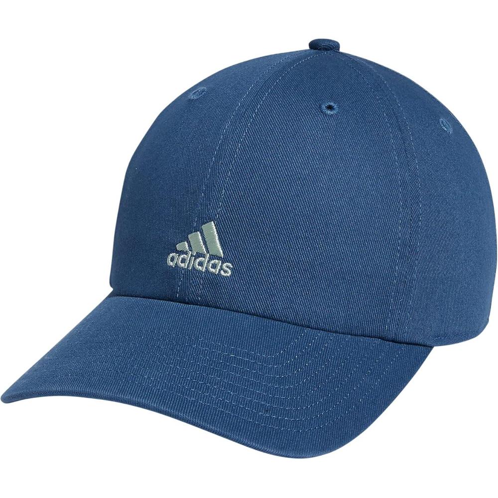 imageadidas Womens Saturday Baseball Cap  Adjustable Cotton Hat Athletic Relaxed Fit DISCONTINUEDWonder Steel BlueLinen Green