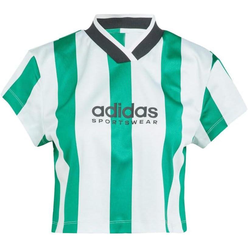 imageadidas Womens Tiro Colorblock Cropped TeeCollegiate GreenWhite