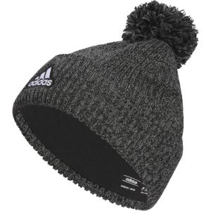 Adidas Mens Recon Ballie Beanie – Standard Fit Cuffed Winter Knit Hat with Pom(Black-onix Grey/Black/White)