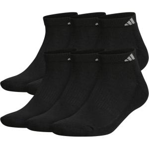 adidas Men’s Athletic Cushioned Low Cut Ankle Socks (6-Pair Pack)(Black/Aluminum 2)