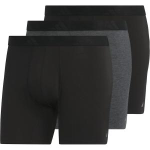 adidas Men’s Boxer Brief Underwear (3-Pack) Luxe Comfort Ultra Soft Rayon Blend(Black/Heather Black/Black)