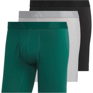 adidas Men’s Boxer Brief Underwear (3-Pack) Luxe Comfort Ultra Soft Rayon Blend(Collegiate Green/Heather Mgh Solid Grey/Black)