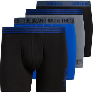 adidas Men’s Core Stretch Cotton Boxer Brief Underwear 4-Pack(Black/Collegiate Royal Blue/Onix Grey)