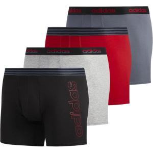 adidas Men’s Core Stretch Cotton Boxer Brief Underwear 4-Pack(Black/Power Red/Onix/Dark Heather Grey – Discontinued)