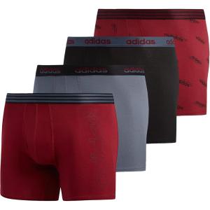 adidas Men’s Core Stretch Cotton Boxer Brief Underwear 4-Pack(Collegiate Burgundy/Black/Onix Grey)