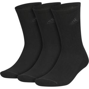 adidas Men’s Crew Socks 3-Pack with Logo or Striped(Black/Night Grey/Classic)