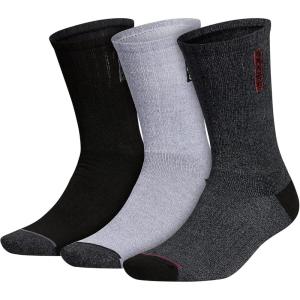 adidas Men’s Crew Socks 3-Pack with Logo or Striped(Black/Onix Grey/Victory Crimson Purple/1.0)