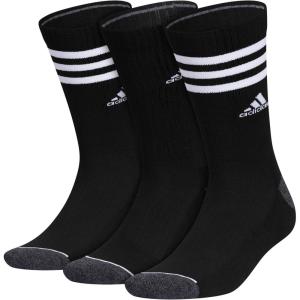 adidas Men’s Crew Socks 3-Pack with Logo or Striped(Black/Onix Grey/White/3s 3.0)