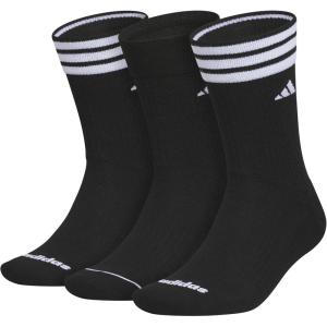 adidas Men’s Crew Socks 3-Pack with Logo or Striped(Black/White/3s 4.0)