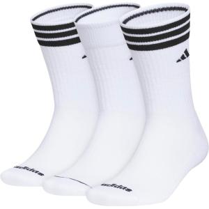 adidas Men’s Crew Socks 3-Pack with Logo or Striped(White/Black/3s 4.0)