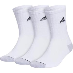 adidas Men’s Crew Socks 3-Pack with Logo or Striped(White/Clear Onix Grey/Black/Classic)