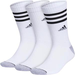 adidas Men’s Crew Socks 3-Pack with Logo or Striped(White/Grey/Black/3s 3.0)