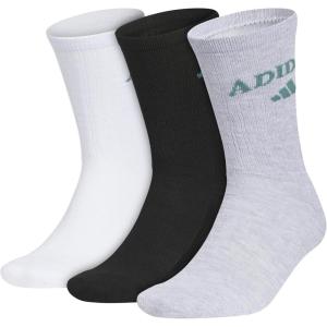 adidas Men’s Crew Socks 3-Pack with Logo or Striped(White/Preloved Teal Green/Black/Foundation)