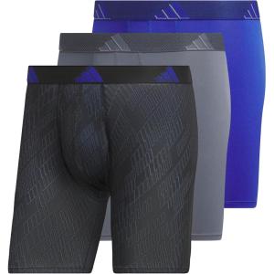 adidas Men’s Microfiber Boxer Briefs Underwear (Multipack) Athletic Stretch-Fit(Ghost Black-onix/Onix Grey/Semi Lucid Blue)