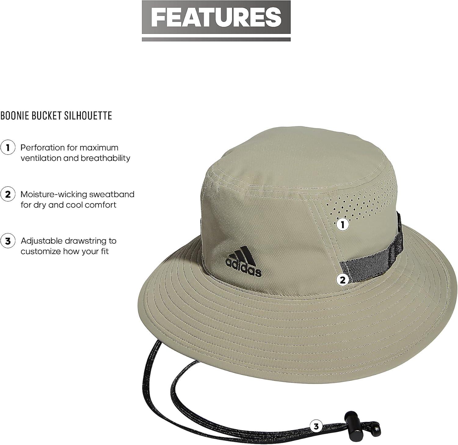 imageAdidas Victory Bucket Hat for Men Athletic Sun Cap for OutdoorsFeather GreyBlack40