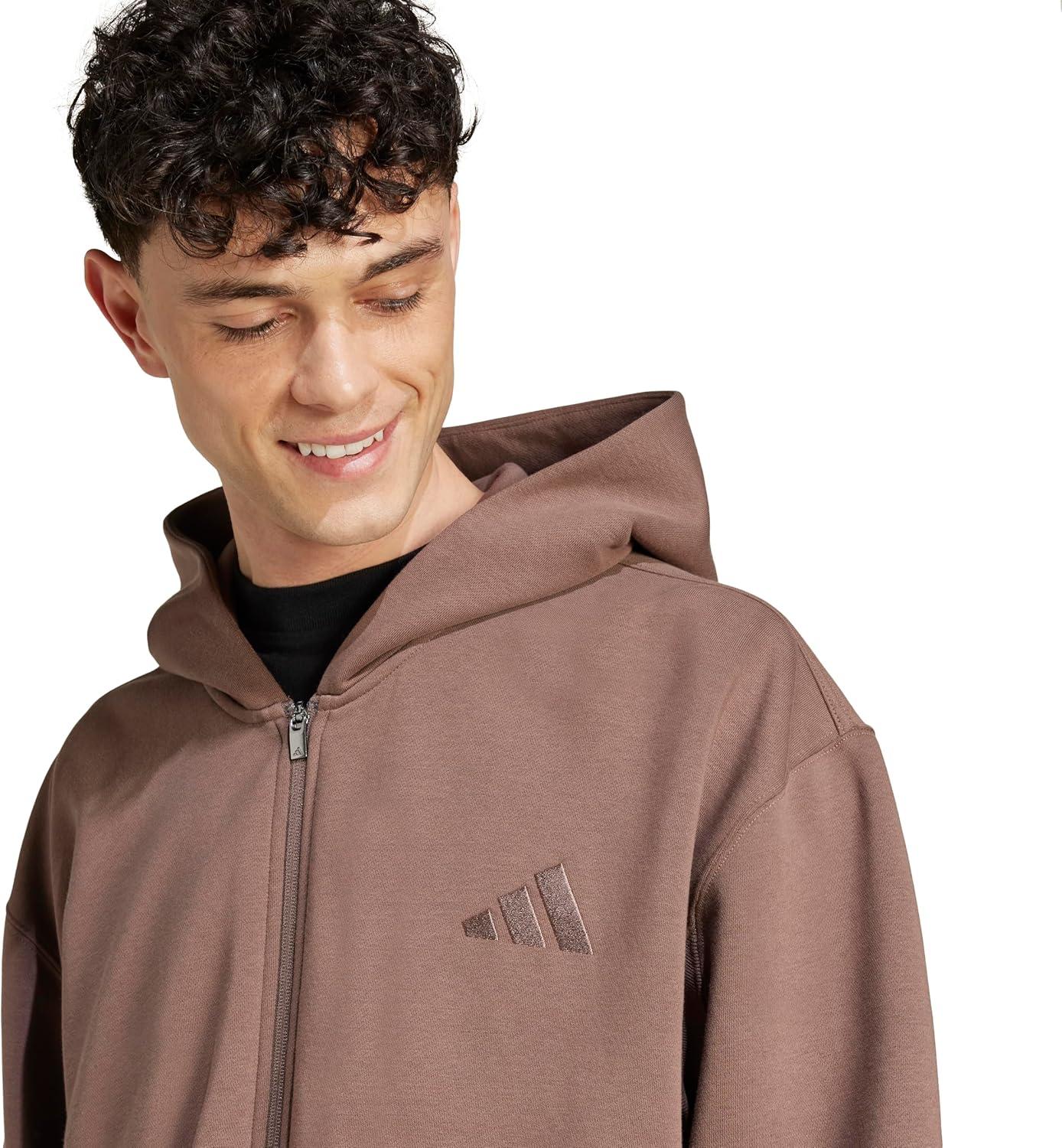 imageadidas Mens All Szn Fleece FullZip Hoodie SweatshirtEarth Strata