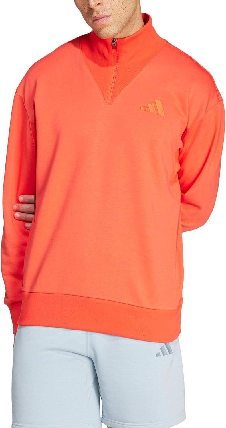 imageadidas Mens All Szn Fleece QuarterZip Crewneck SwearshirtBright Red