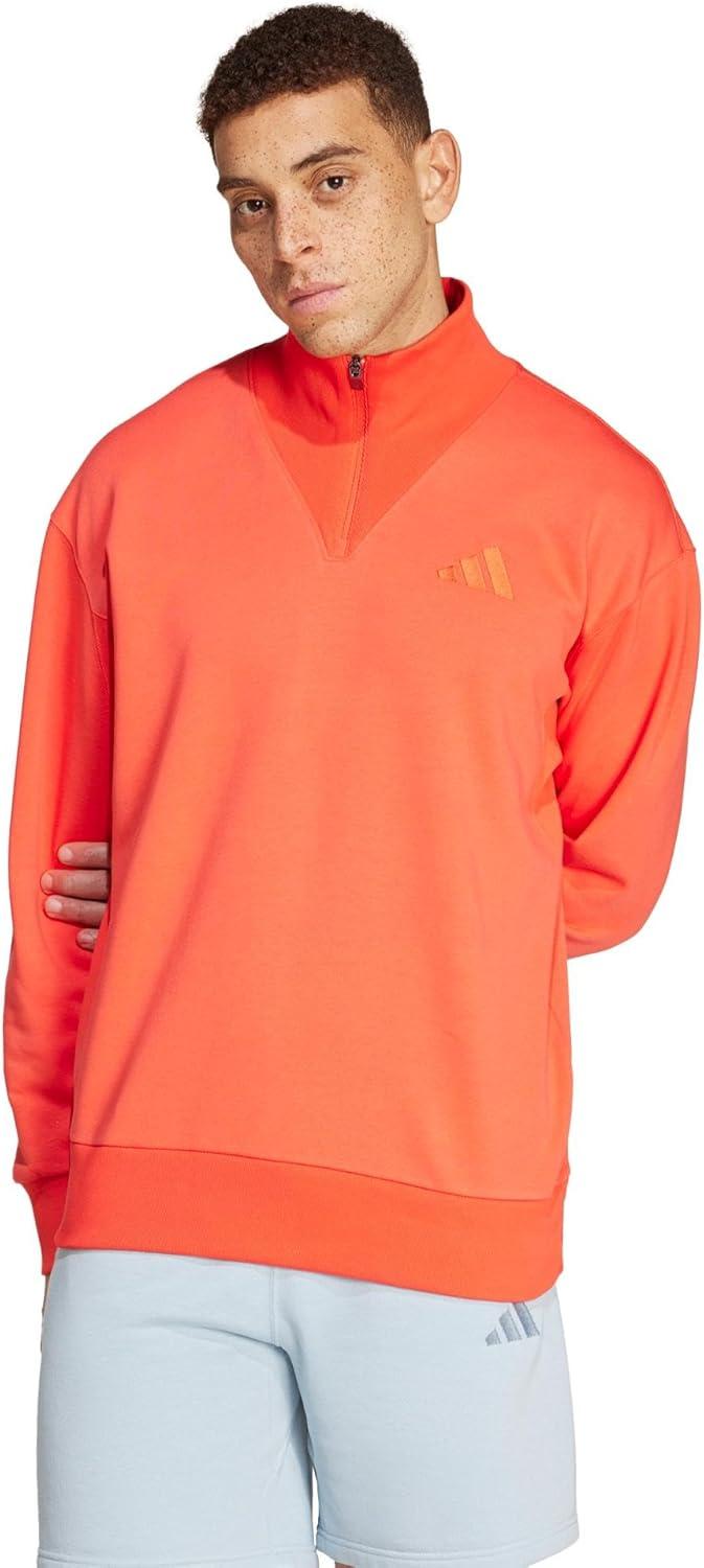 imageadidas Mens All Szn Fleece QuarterZip Crewneck SwearshirtBright Red