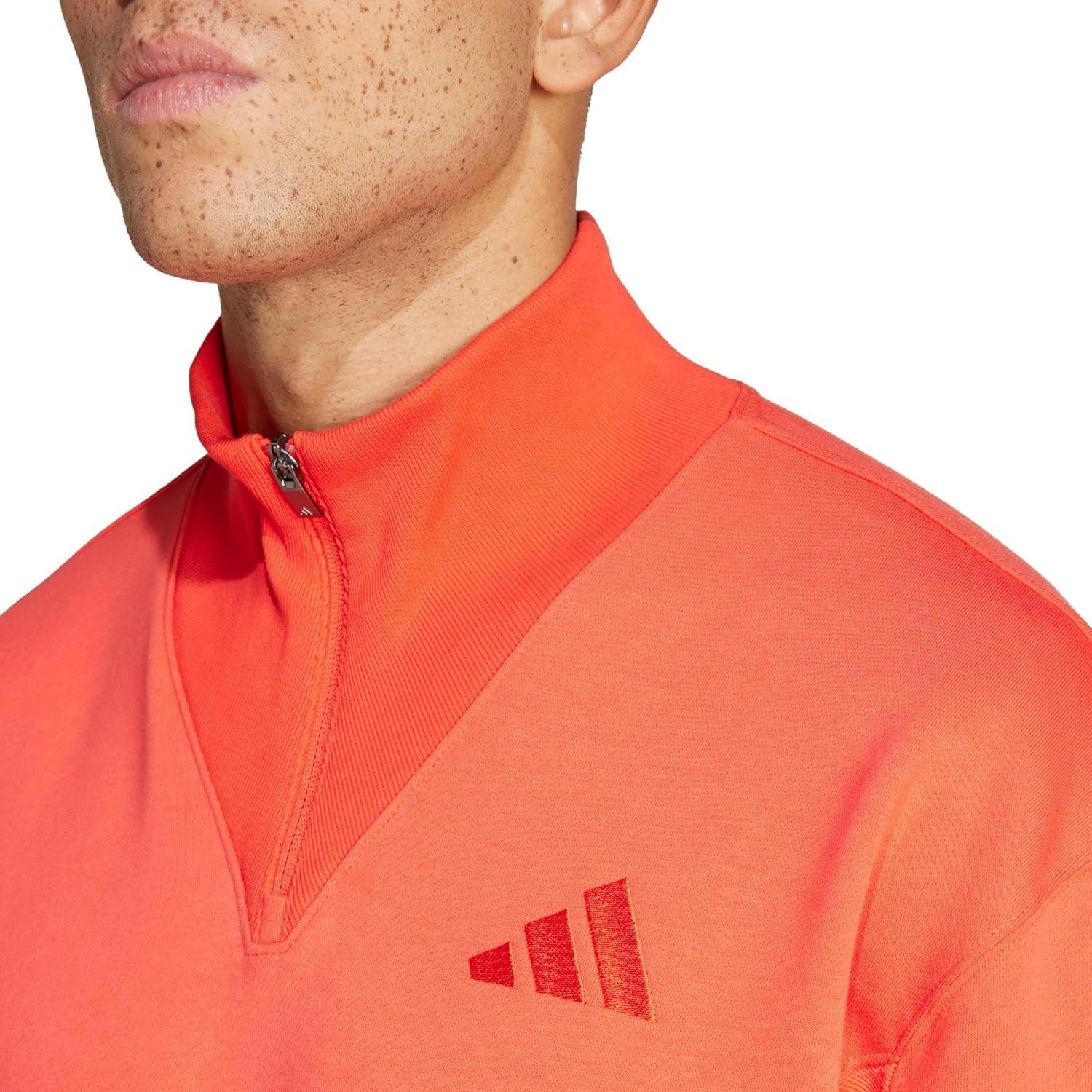 imageadidas Mens All Szn Fleece QuarterZip Crewneck SwearshirtBright Red