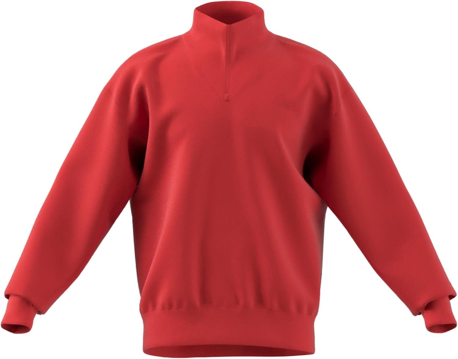 imageadidas Mens All Szn Fleece QuarterZip Crewneck SwearshirtBright Red