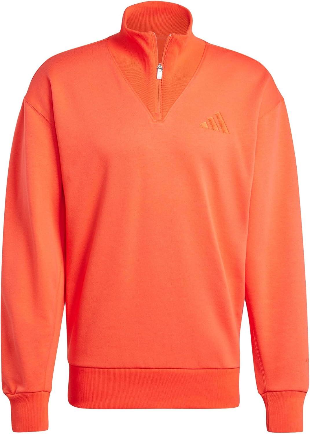 imageadidas Mens All Szn Fleece QuarterZip Crewneck SwearshirtBright Red