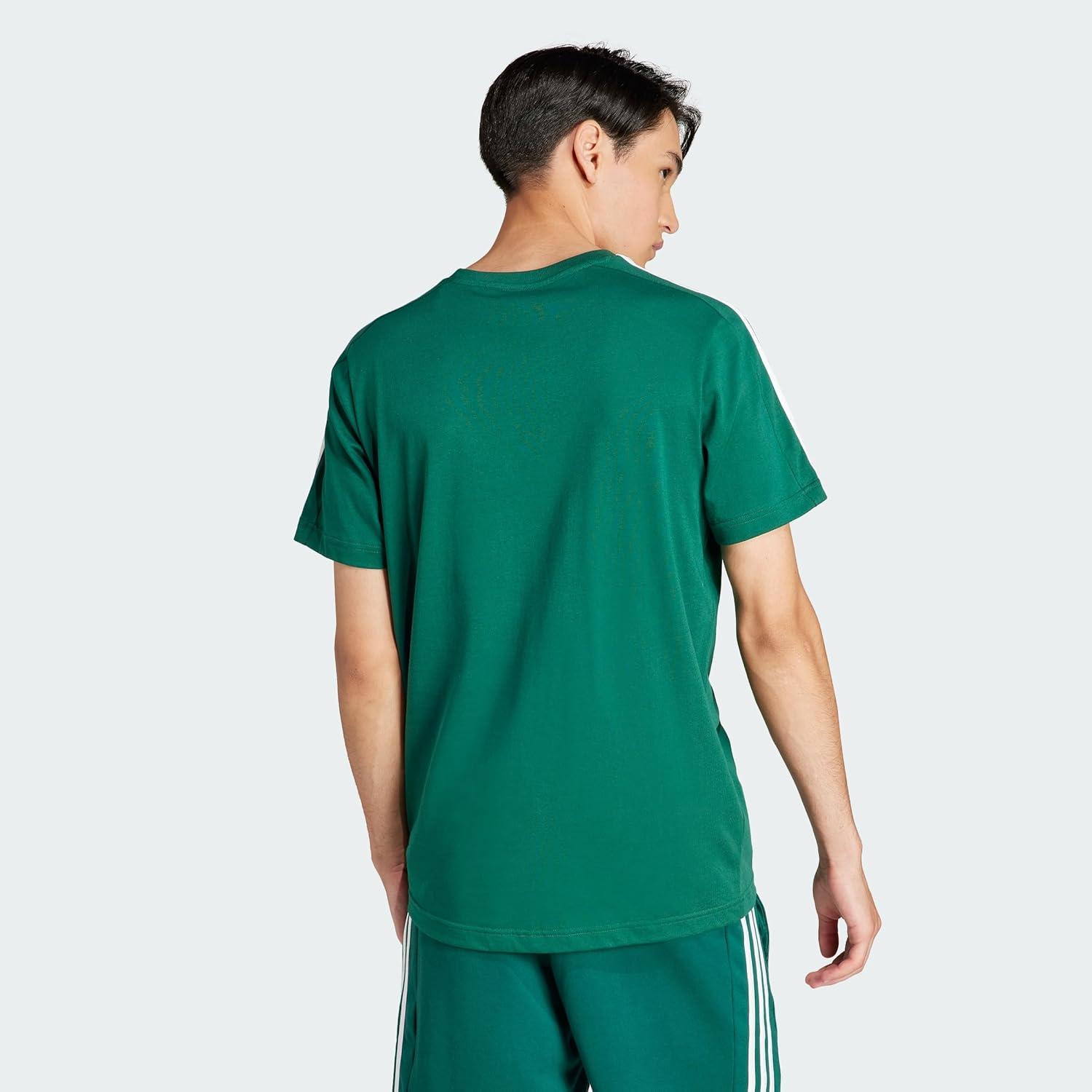 imageadidas Mens Essentials Single Jersey 3Stripes TShirtGreen