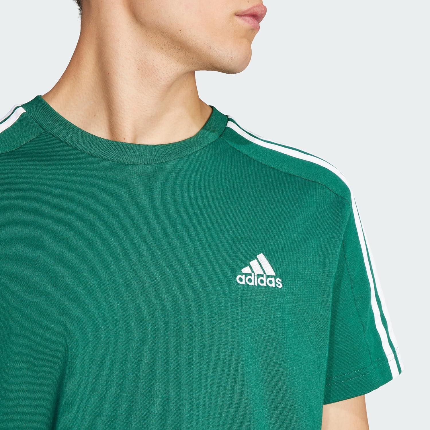 imageadidas Mens Essentials Single Jersey 3Stripes TShirtGreen