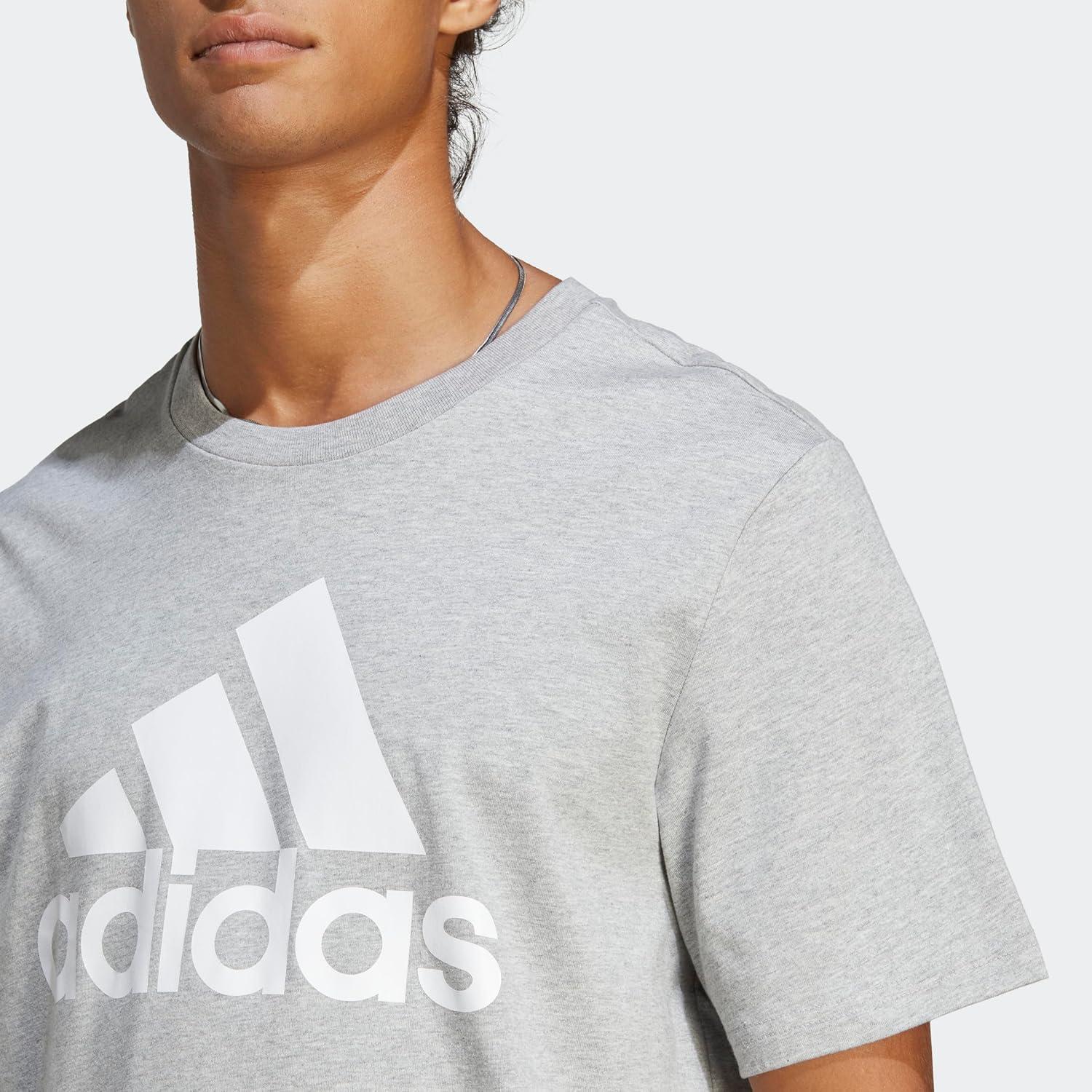 imageadidas Mens Essentials Single Jersey 3Stripes TShirtGrey