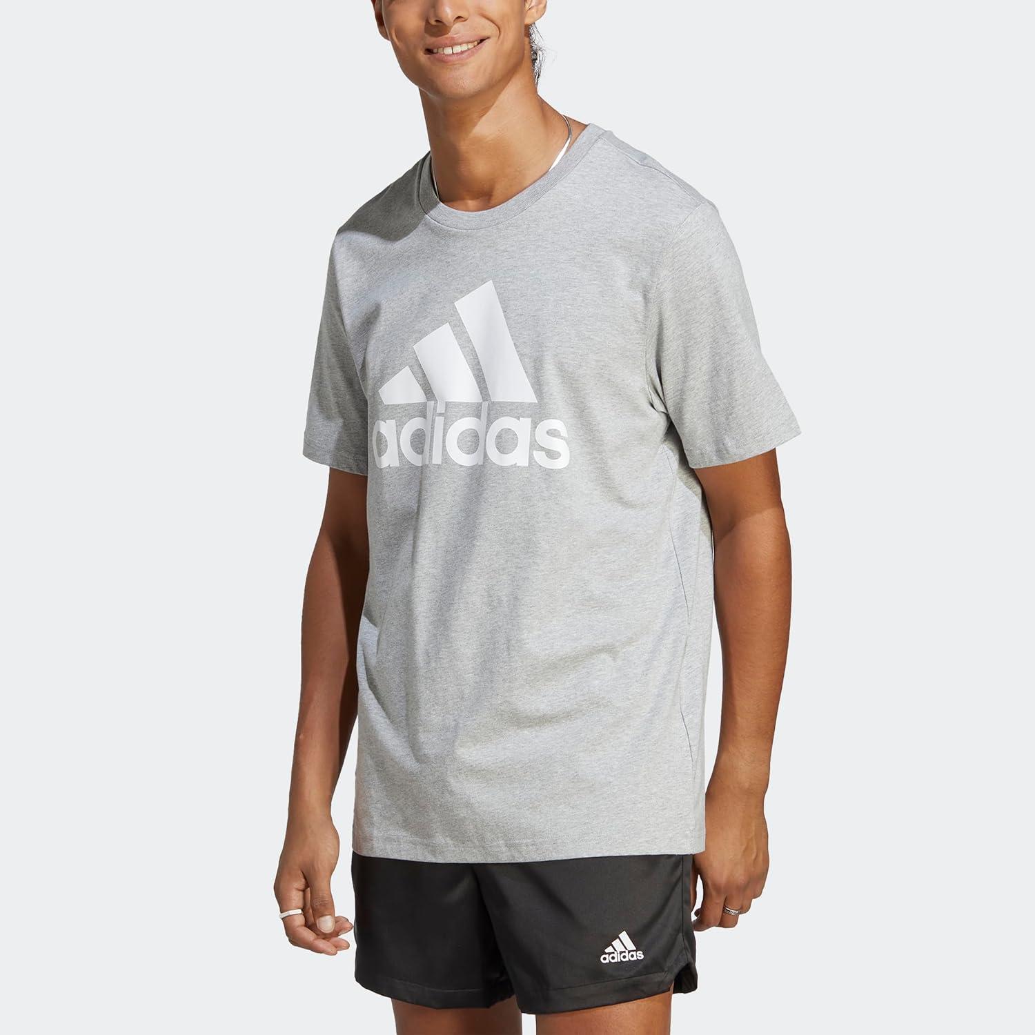 imageadidas Mens Essentials Single Jersey 3Stripes TShirtGrey
