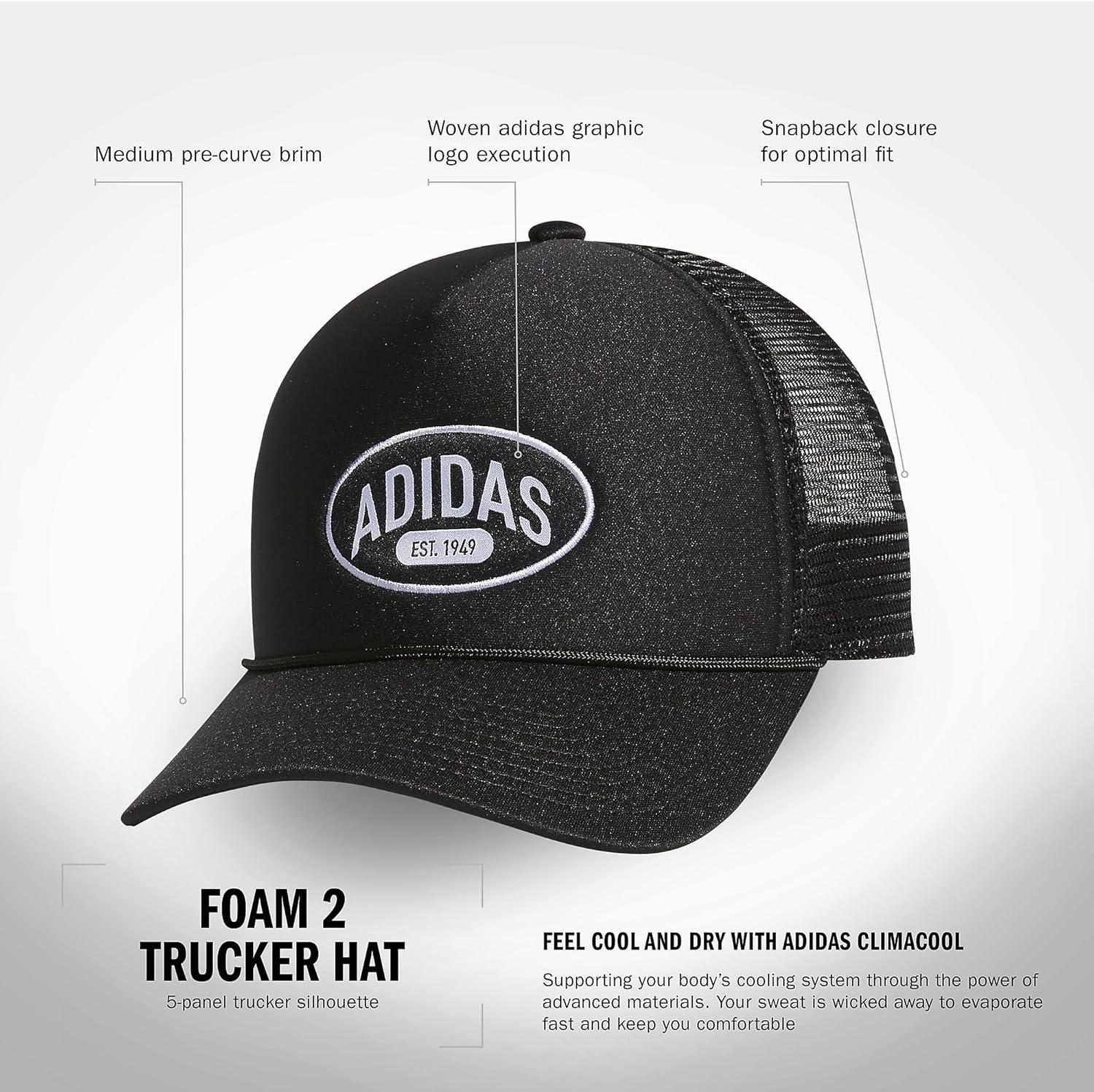 imageadidas Mens Foam Front Mesh Back Snapback Adjustable Fit Trucker HatBlackWhite2
