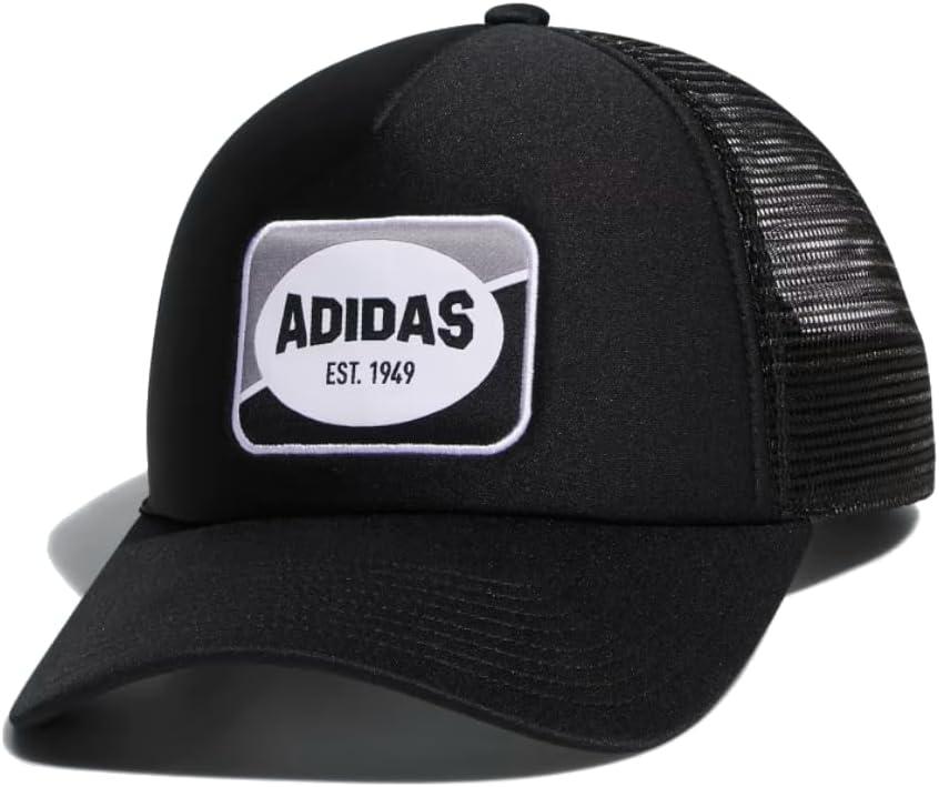 imageadidas Mens Foam Front Mesh Back Snapback Adjustable Fit Trucker HatBlackWhiteGrey