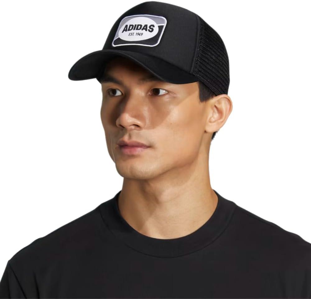 imageadidas Mens Foam Front Mesh Back Snapback Adjustable Fit Trucker HatBlackWhiteGrey