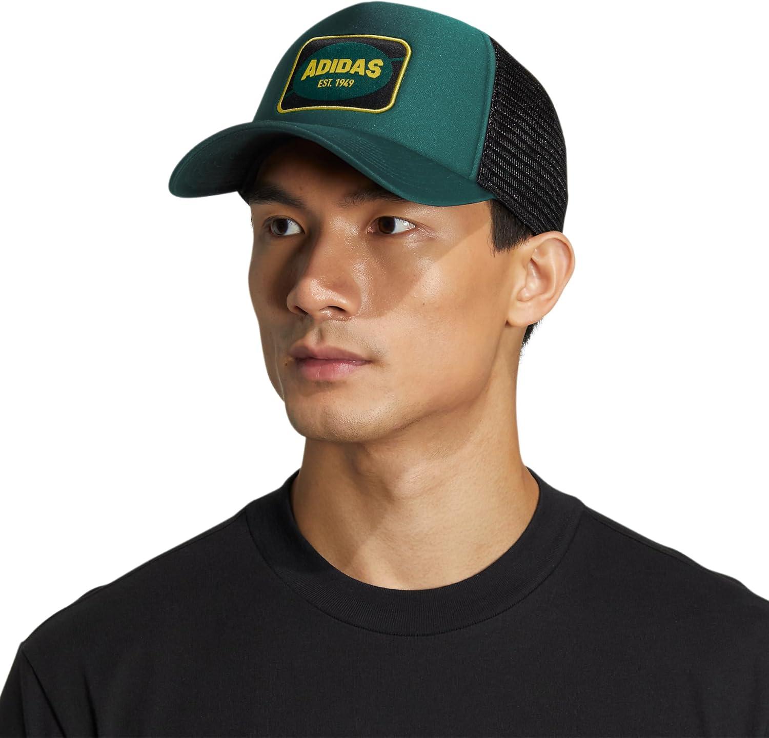 imageadidas Mens Foam Front Mesh Back Snapback Adjustable Fit Trucker HatCollegiate GreenBlackBold Gold
