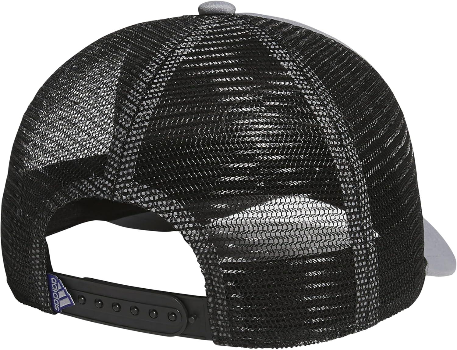 imageadidas Mens Foam Front Mesh Back Snapback Adjustable Fit Trucker HatGreyBlackSemi Lucid Blue